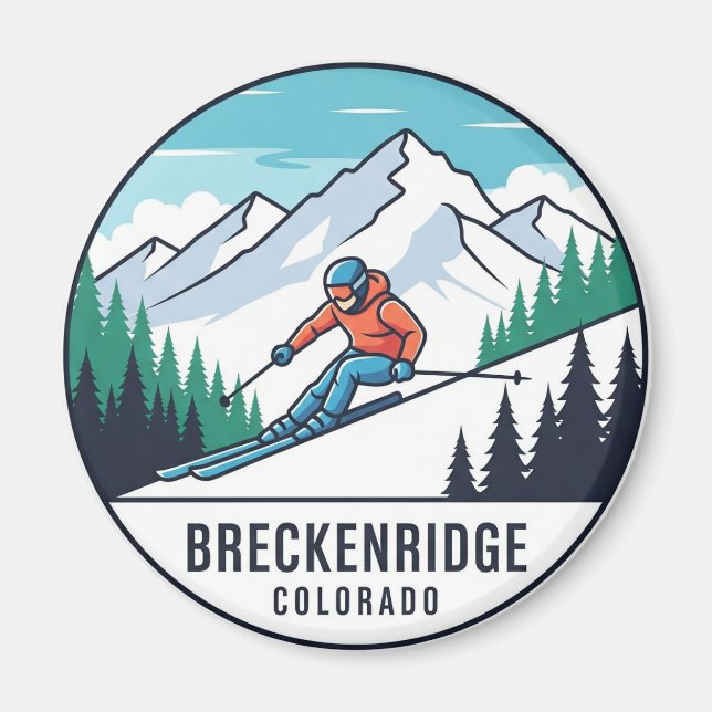 Breckenridge Colorado Skiing Skier Travel Magnet (Front)