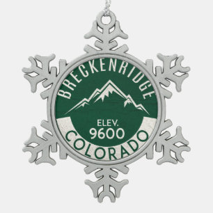 Breckenridge Colorado Skiing Snowflake Pewter Christmas Ornament