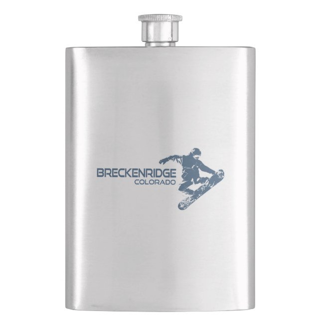 Breckenridge Colorado Snowboarder Hip Flask (Front)