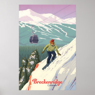 Breckenridge Colorado Snowboarding Travel Poster