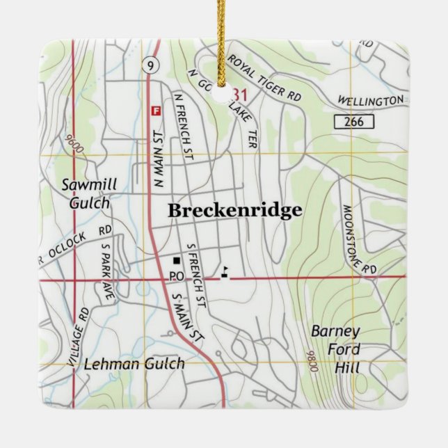 Breckenridge Colorado Topo Map Ceramic Ornament (Back)