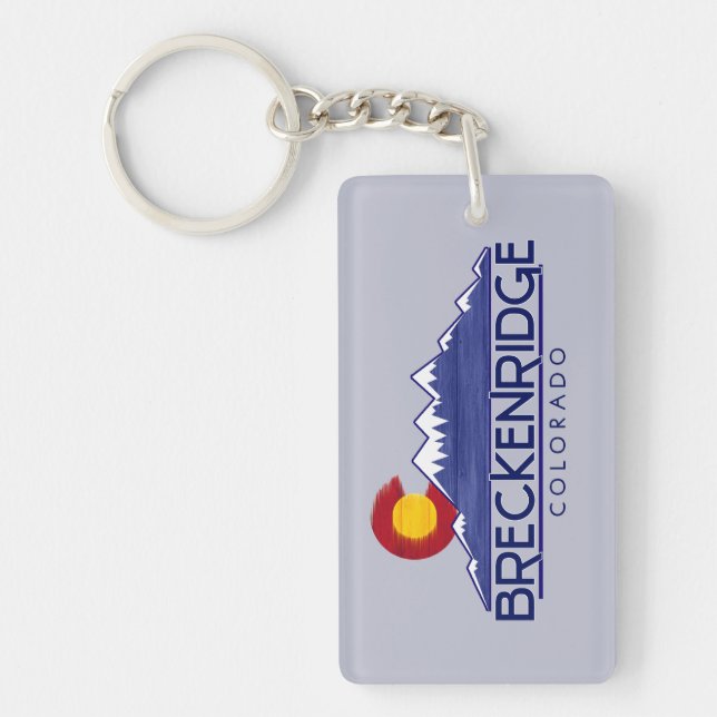 Breckenridge Colorado wood mountains keychain (Front)