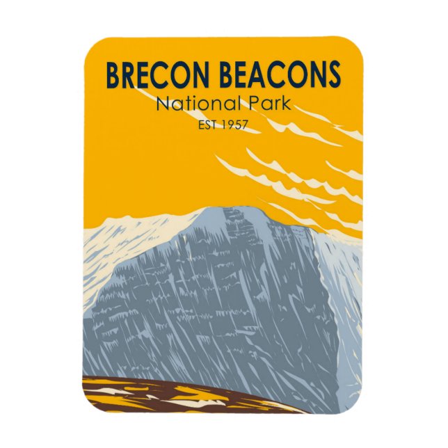 Brecon Beacons National Park Wales Pen Y Fan Retro Magnet (Vertical)
