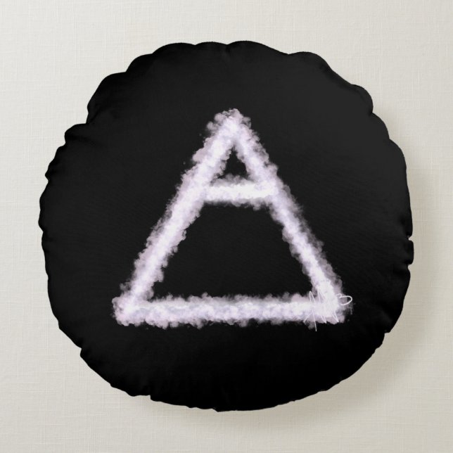 Breezy Air Element Alchemy Symbol Round Cushion (Front)
