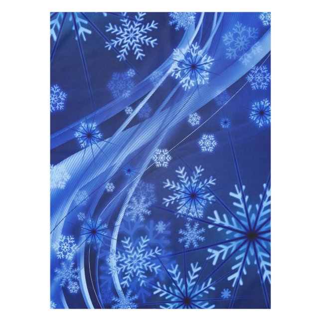 Breezy Blue Snowflakes Tablecloth (Front)