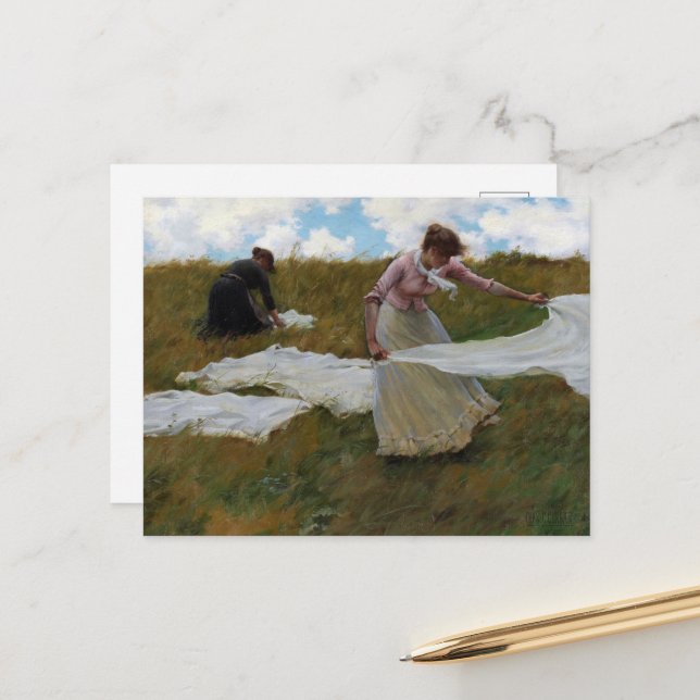 Breezy Day by Charles Courtney Curran Holiday Postcard (Front/Back In Situ)