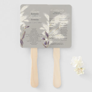 Breezy Pampas Grass Wedding Program Hand Fan
