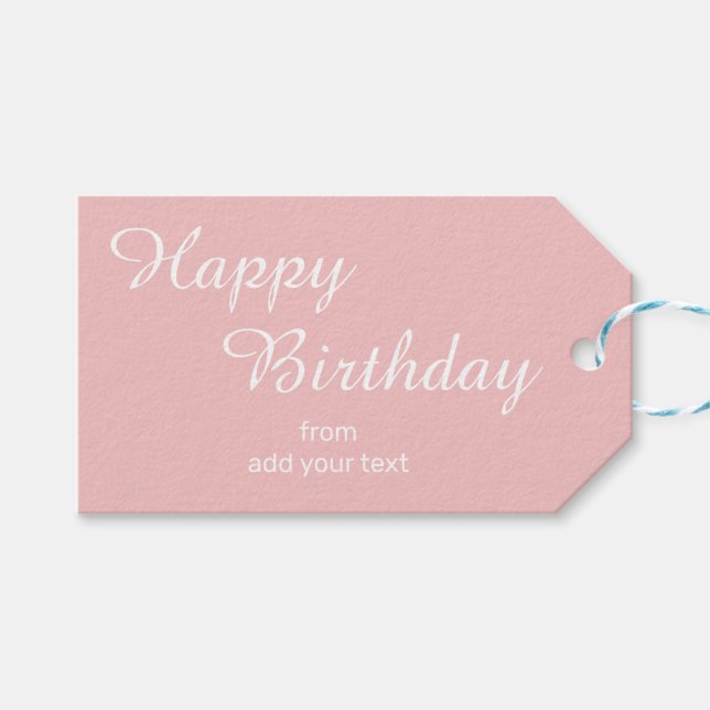 Breezy Pink Birthday Gift Tags (Front (Horizontal))