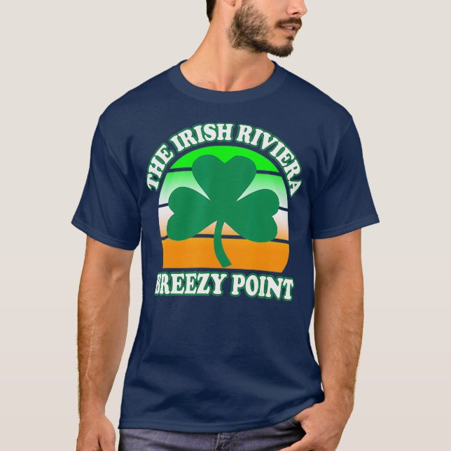 Breezy Point NY The Irish Riviera Shamrock Retro T-Shirt (Front)