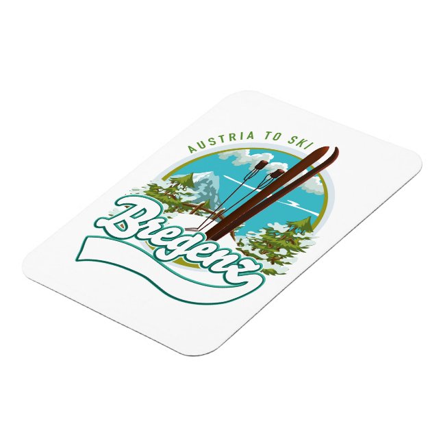 Bregenz austria to ski logo magnet (Left Side)