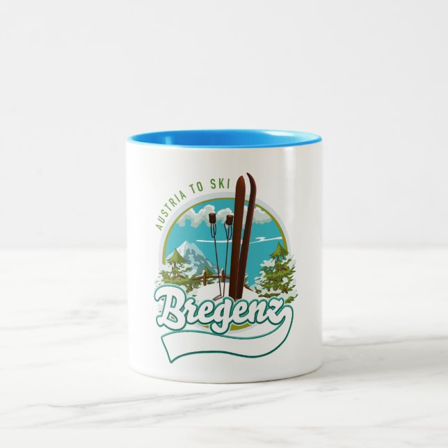 Bregenz austria to ski logo Two-Tone coffee mug (Center)