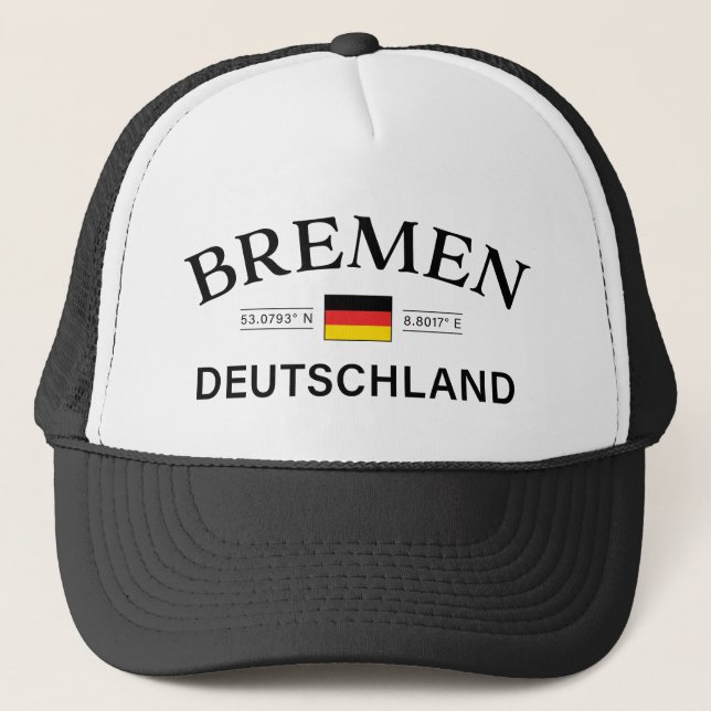 Bremen Deutschland Coordinates German Trucker Hat (Front)