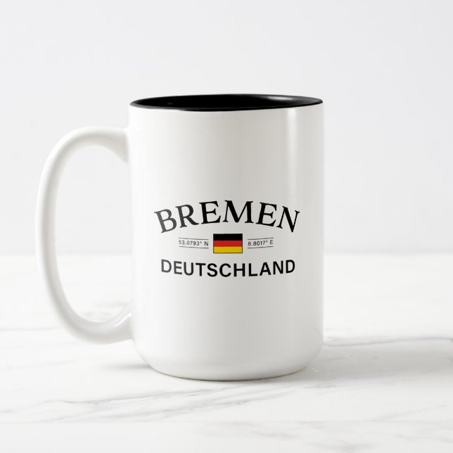 Bremen Deutschland Coordinates German Two-Tone Coffee Mug (Left)