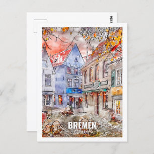 Bremen Germany Travel Place Watercolor Postcard