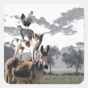 Bremen Musicians Fun Animal Story Square Sticker