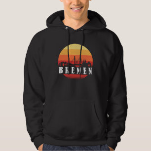 Bremen skyline sunset in retro vintage style 0421 hoodie