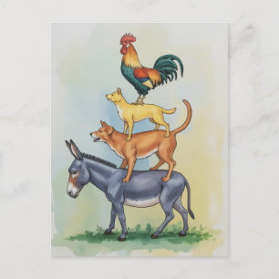 Bremen Town Musicians Statue Germany Postcard
