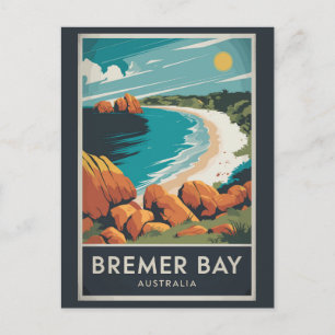 Bremer Bay Australia Illustration Travel Art Retro Postcard