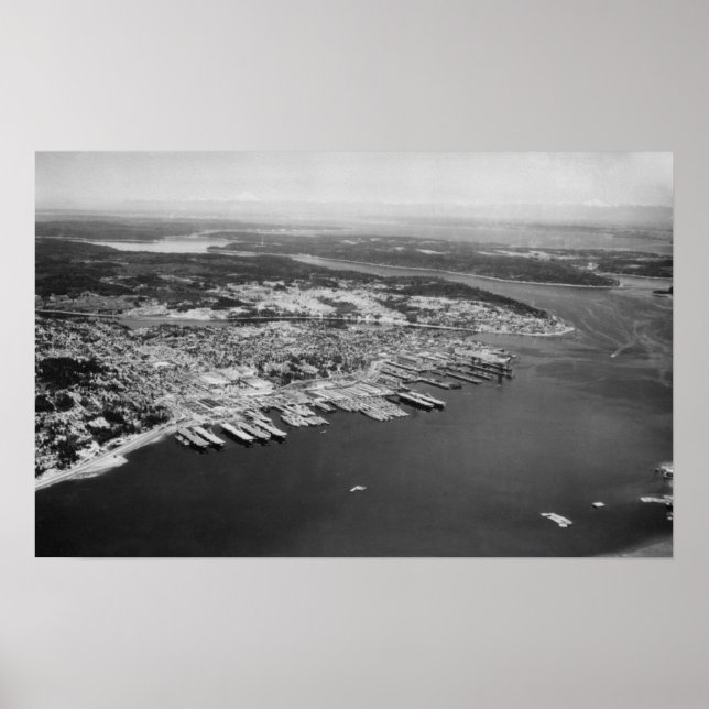 Bremerton, WA - Aerial View of City Photograph Poster (Front)