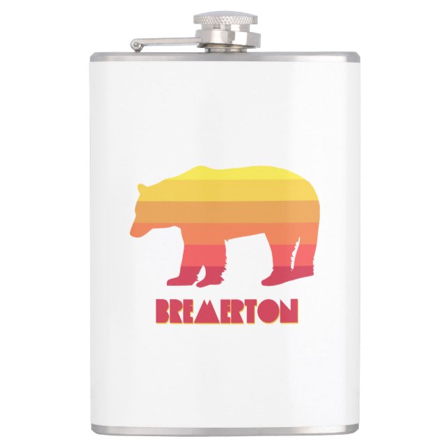 Bremerton Washington Rainbow Bear Hip Flask (Front)