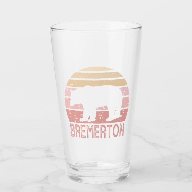 Bremerton Washington Retro Bear Glass (Front)
