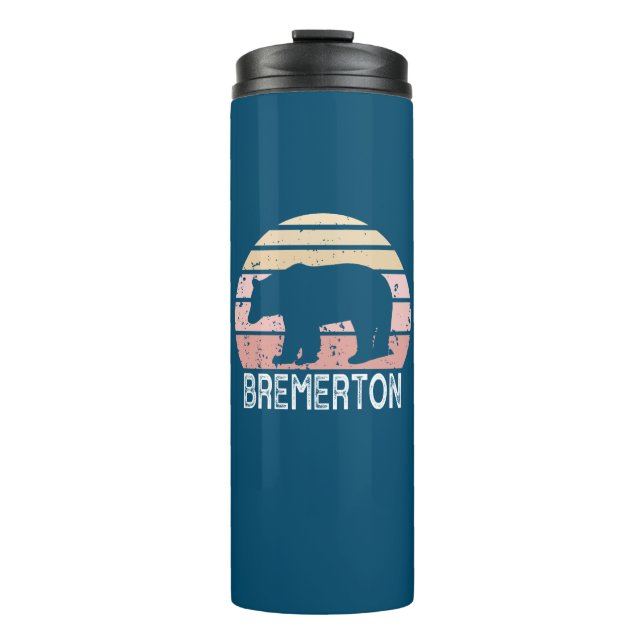 Bremerton Washington Retro Bear Thermal Tumbler (Front)