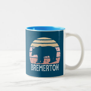 Bremerton Washington Retro Bear Two-Tone Coffee Mug