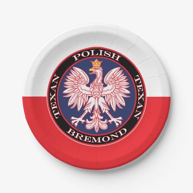 Bremond Round Polish Texan Paper Plate (Front)