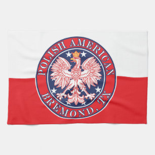 Bremond Texas Polish American Eagle Tea Towel