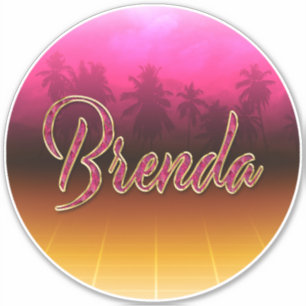Brenda First Name Golden pink Sticker