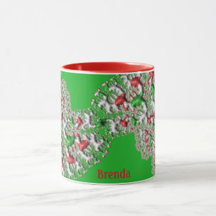 BRENDA ~ GLOSSY 3D Christmas Red White Green Mug
