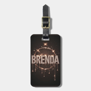 Brenda Name Rose Gold Diamond Dripping Glitter Luggage Tag