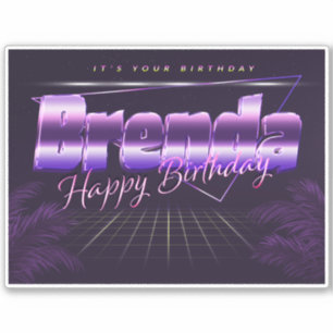 Brenda Name Vorname lila retro Sticker Geburtstag