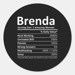 Brenda Nutrition Personalised Name Funny Christmas Classic Round Sticker