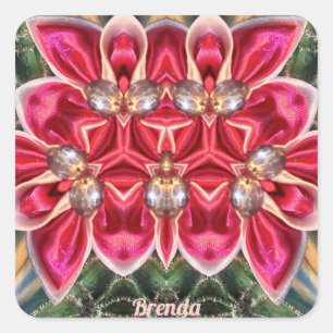 BRENDA ~ Shades Green, Silver, Pink Square Sticker