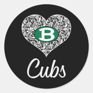 Brenham Cubs Logo Lace Heart Hs Classic Round Sticker