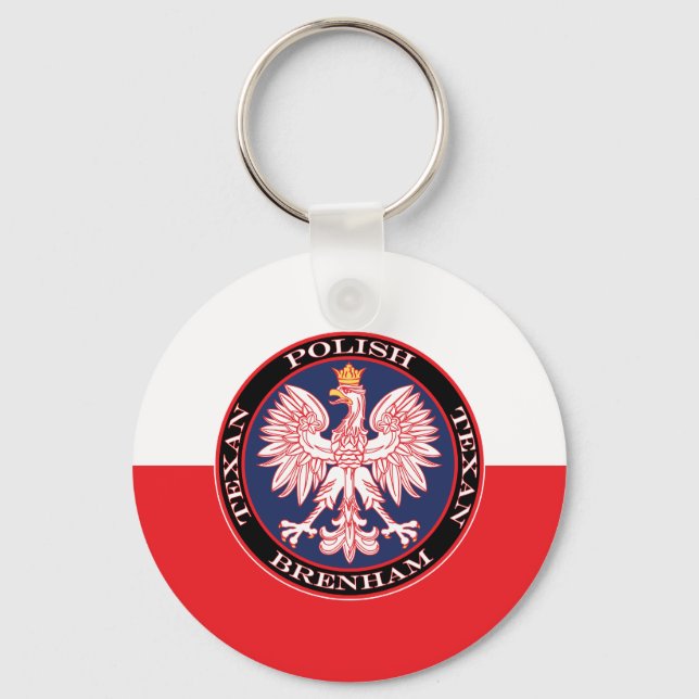 Brenham Round Polish Texan Key Ring (Front)