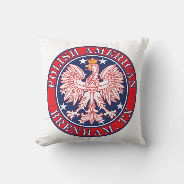Brenham Texas Polish American Eagle Cushion (Front)