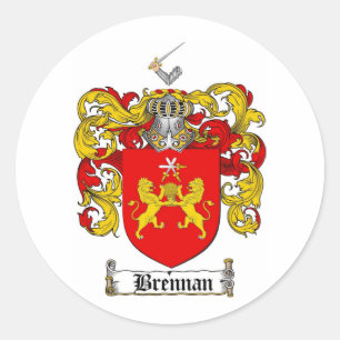BRENNAN FAMILY CREST -  BRENNAN COAT OF ARMS CLASSIC ROUND STICKER