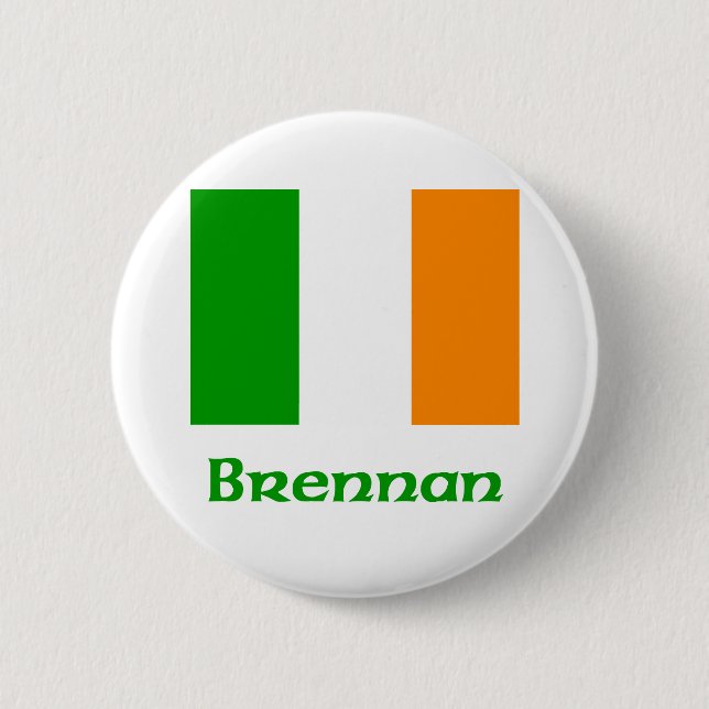 Brennan Irish Flag 6 Cm Round Badge (Front)