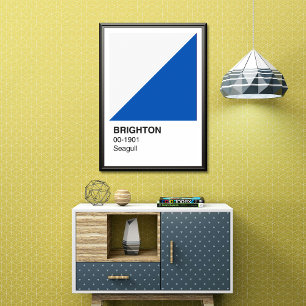 Brentford Bee Blue and White - White Border Poster