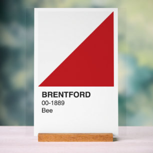 Brentford Bee Red and White - White Background Acrylic Sign