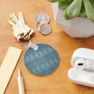 Brer Rabbit by William Morris Blue Textile Pattern Key Ring