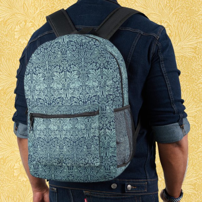 Brer Rabbit by William Morris Blue Textile Pattern Printed Backpack (Brer Rabbit by William Morris, Textile Pattern Printed Backpack)