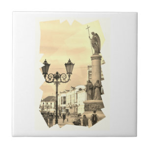 Brest City Architecture Sketch Ceramic Tile