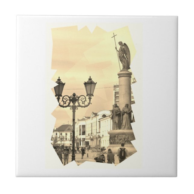 Brest City Architecture Sketch Ceramic Tile (Front)