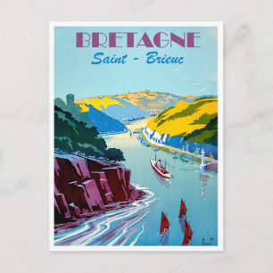 Bretagne, panorama, Saint Brieuc, sailing boats Postcard