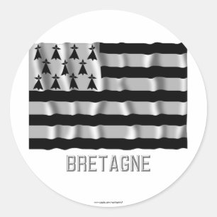 Bretagne waving flag with name classic round sticker