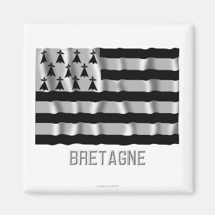 Bretagne waving flag with name magnet