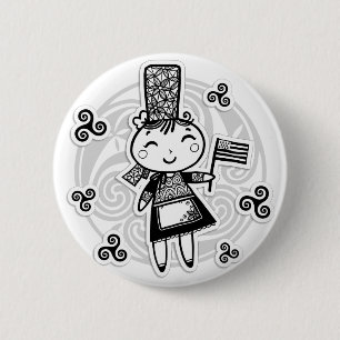 Breton girl 6 cm round badge